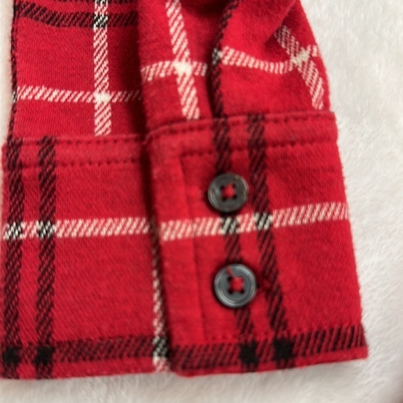 Lands End Plaid Cotton Blend 1/4 Button Down Long-sleeved Top Small (6-8) - Picture 10 of 12